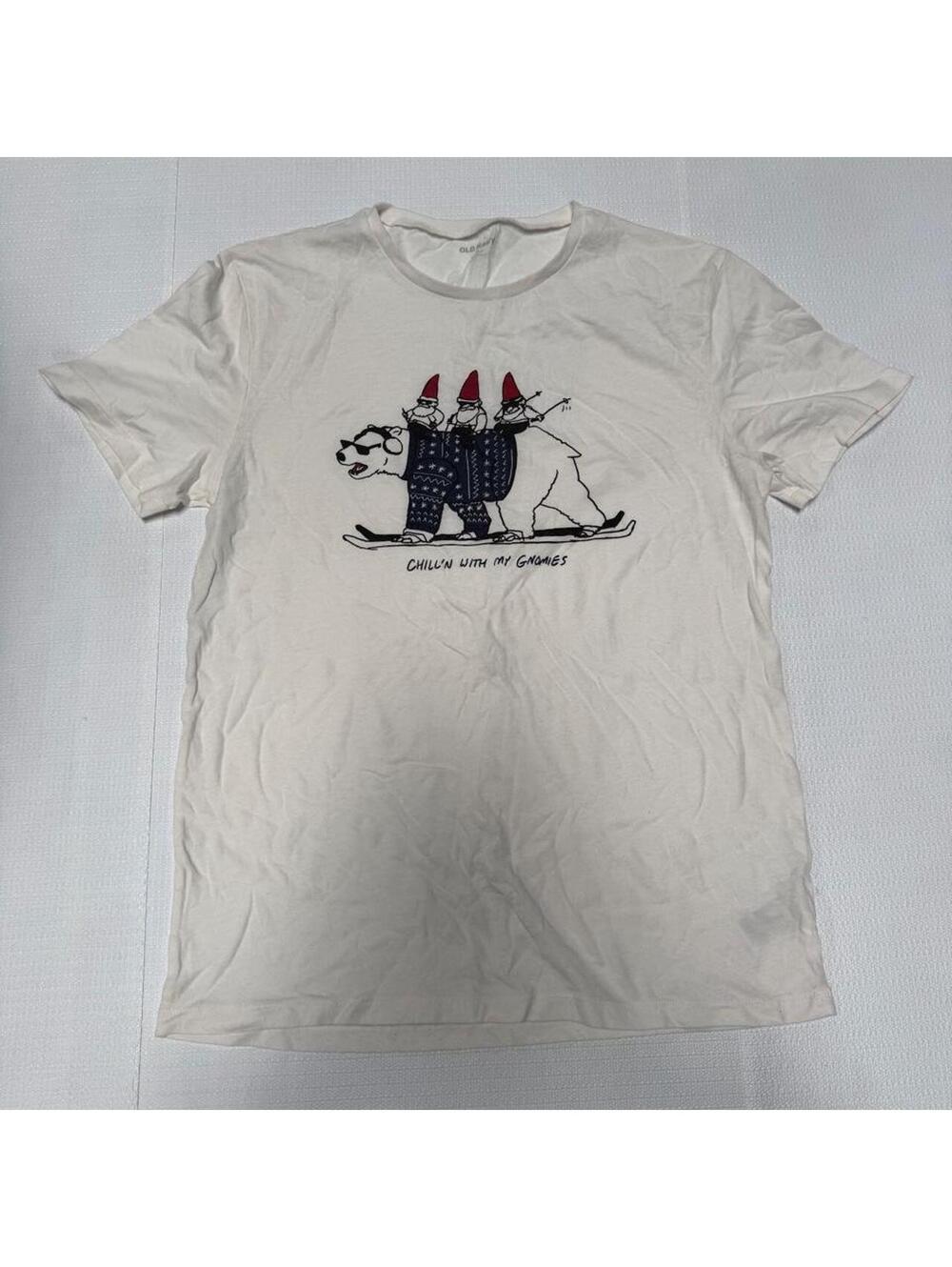 Old Navy Men's White and Cream Tshirt